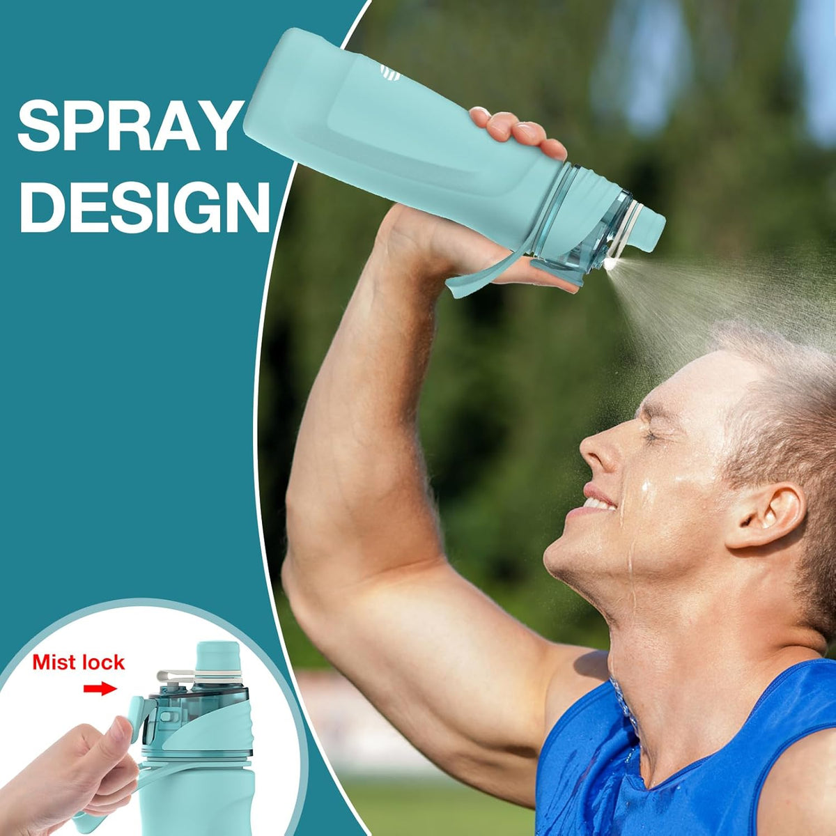 MistSip Pro – 24oz Insulated Stainless Steel Mist & Sip Water Bottle for Gym, Hiking & Sports