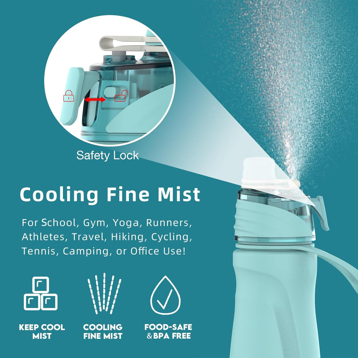 MistSip Pro – 24oz Insulated Stainless Steel Mist & Sip Water Bottle for Gym, Hiking & Sports